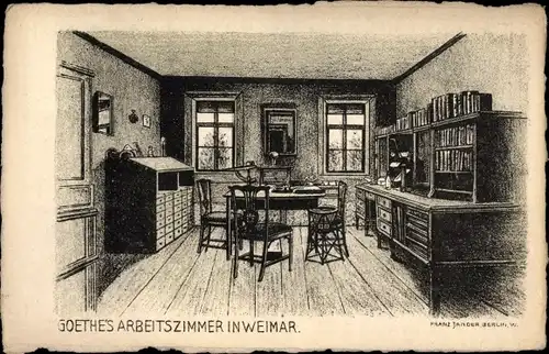 Künstler Ak Jander, Franz, Weimar in Thüringen, Goethehaus, Innenansicht, Arbeitszimmer