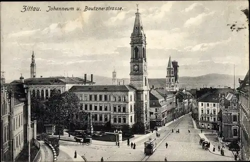 Ak Zittau in Sachsen, Johanneum, Bautzner Straße