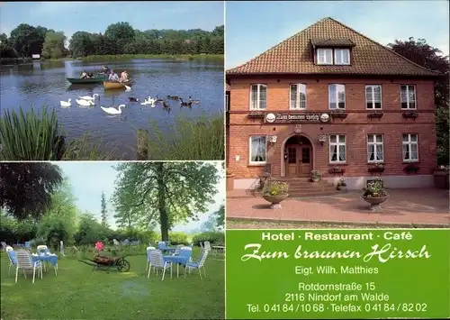 Ak Nindorf Hanstedt in der Lüneburger Heide, Hotel Restaurant zum braunen Hirsch, Bootsfahrt, Wiese