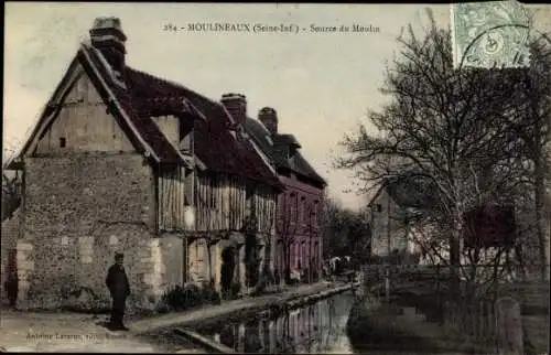 Ak Moulienaux Seine Maritime, Source du Moulin
