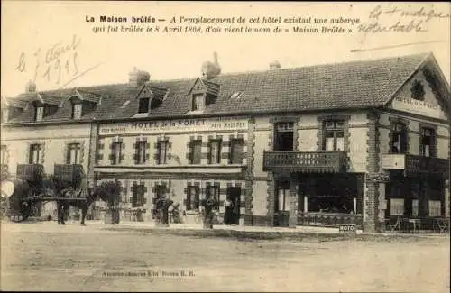 Ak La Bouille Seine Maritime, La Maison brulee, Hotel de la Foret