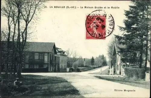 Ak La Bouille Seine Maritime, La Maison Brulee et le Mobile