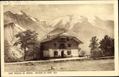 Ak Saint Nicolas de Veroce Haute Savoie, Pension du Mont Joly