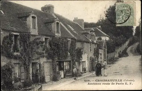 Ak Croissanville Calvados, Ancienne route de Paris