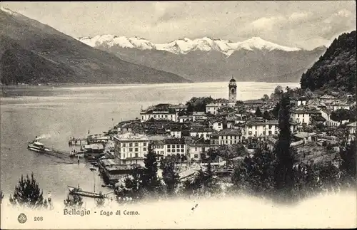 Ak Bellagio Lago di Como Lombardia, Blick auf den Ort