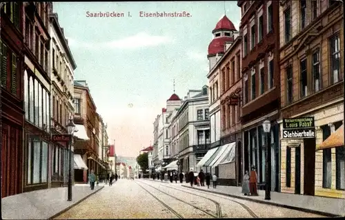 Ak Saarbrücken im Saarland, Eisenbahnstraße, Stehbierhalle