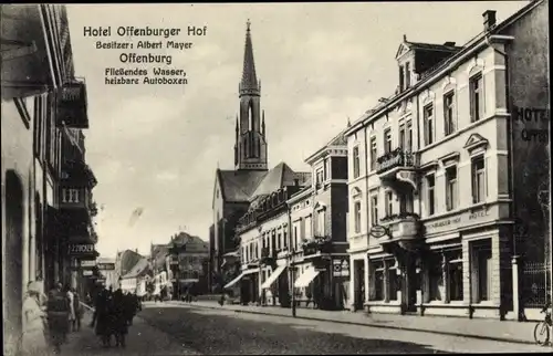 Ak Offenburg am Schwarzwald, Hotel Offenburger Hof, Straßenpartie