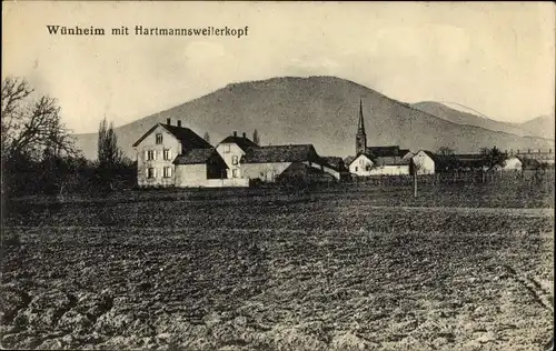 Ak Wuenheim Wünheim Haut Rhin, Gesamtansicht, Hartmannsweilerkopf