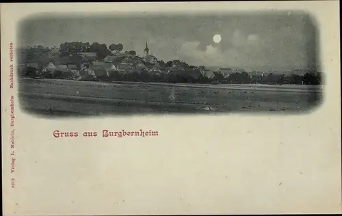 Mondschein Ak Burgbernheim Mittelfranken Bayern, Teilansicht bei Nacht