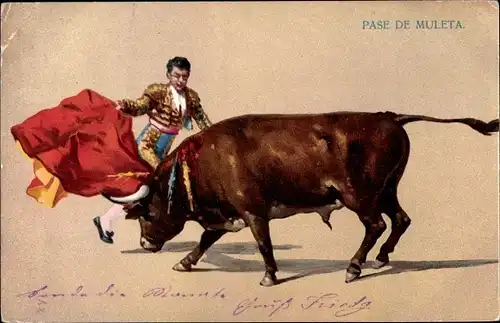 Litho Pase de Muleta, Stierkampf, Torero