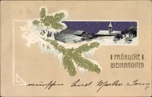 Präge Winter Litho Glückwunsch Weihnachten, Winterlandschaft
