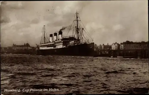 Ak Hamburg, Dampfschiff Cap Polonio, HSDG, Hafen
