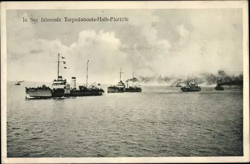 Ak Deutsche Kriegsschiffe, Torpedoboots Halb Flottille, Kaiserliche Marine