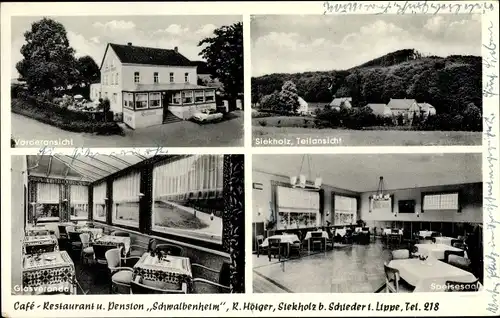 Ak Siekholz Schieder Schwalenberg in Lippe, Restaurant, Pension Schwalbenheim, Speisesaal