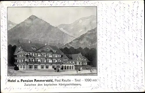 Künstler Ak Reutte in Tirol, Hotel und Pension Ammerwald, Gebirge