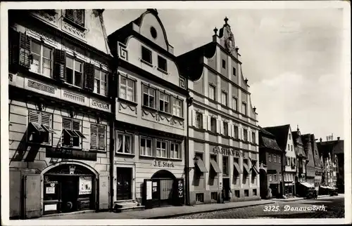 Ak Donauwörth im Landkreis Donau Ries, Straßenpartie, Handlung J. E. Stark, Gasthof Rose