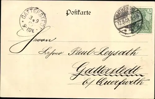 Ak Rathenow im Havelland, Blick auf den Ort, Kirche, Kinder, Floß