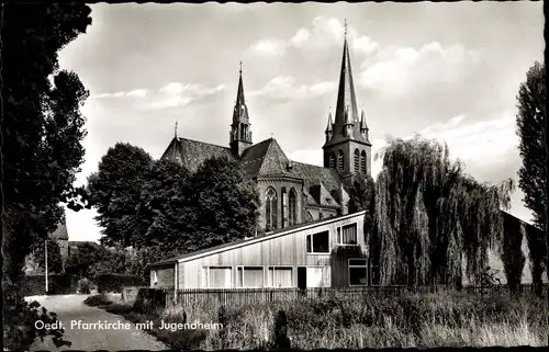 Ak Oedt Grefrath Niederrhein, Pfarrkirche mit Jugendheim