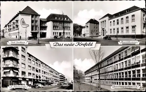 Ak Krefeld am Niederrhein, Stadtsparkasse, Handelskammer, St Antonstraße, Verwaltungsgebäude VSW