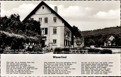 Lied Ak Todenmann Rinteln in Niedersachsen, Dingelstedt Denkmal und Gasthaus Reese, Weserlied