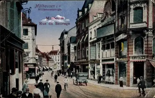 Ak Mulhouse Mülhausen Elsass Haut Rhin, Wildemannstraße, J. Adler