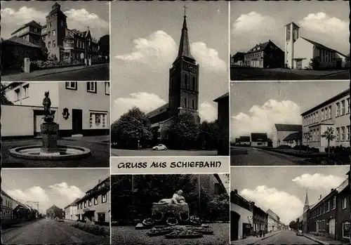 Ak Schiefbahn Willich am Niederrhein, Kirche, Zum alten Brauhaus, Kriegerdenkmal, Brunnen