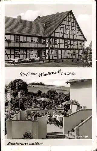 Ak Mackenzell Hünfeld Osthessen, Gaststätte, Pension Zum Ulmenstein, Terrasse