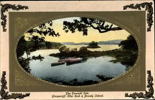Präge Passepartout Ak Glengarriff County Cork Irland, Otter Rock and Brandy Island
