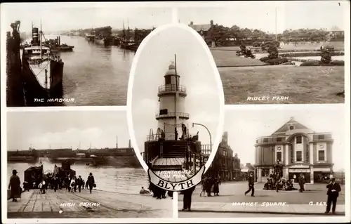 Ak Blyth North East England, Ridley Park, Market Square, Harbour, High Ferry