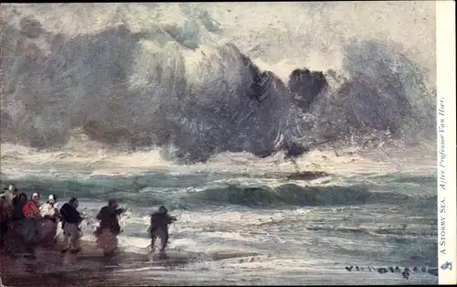 Künstler Ak Van Hier, A Stormy Sea