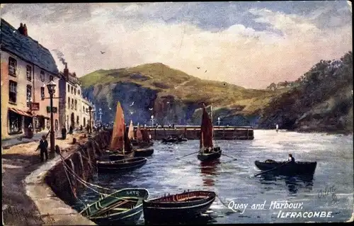 Künstler Ak Ilfracombe Devon, Quay and Harbour