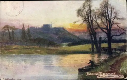 Künstler Ak Newport Isle of Wight South East England, Carlsbrooke Castle, Angler