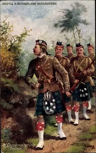 Künstler Ak Payne, Harry, Argyll and Sutherland Highlanders, a Reconnoitering Patrol
