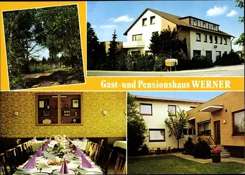 Ak Rosche in Niedersachsen, Gast und Pensionshaus Werner, Innen und Außen