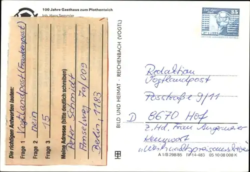 Ak Plothen in Thüringen, Gasthaus zum Plothenteich, Innen und Außen