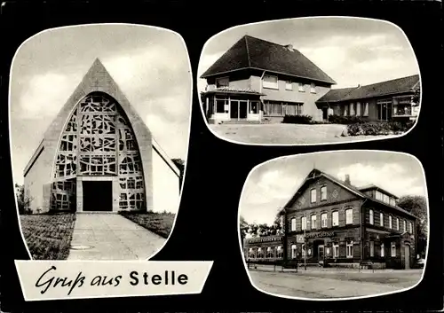 Ak Stelle im Kreis Harburg, Ortsbilder, Kirche, Gasthaus