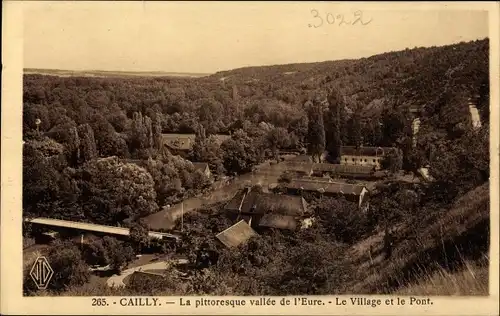 Ak Cailly Seine Maritime, La pittoresque vallee de l'Eure, Le Village et le Pont