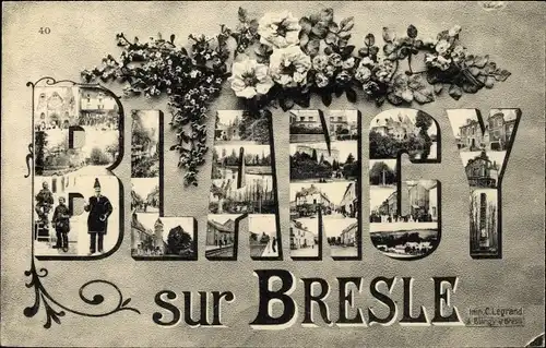 Buchstaben Ak Blangy sur Bresle Seine Maritime, Souvenir, Blumen
