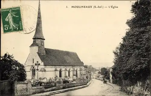 Ak Moulienaux Seine Maritime, L'Eglise