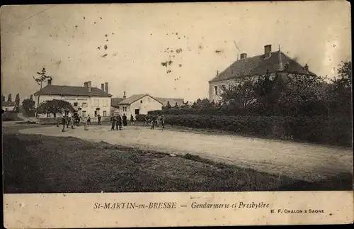 Ak Saint Martin en Bresse Saône et Loire, Gendarmerie et Presbytere