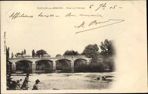 Ak Toulon sur Arroux Saône et Loire, Pont sur l'Arroux