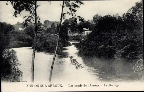 Ak Toulon sur Arroux Saône et Loire, Les bords de l'Arroux, Le Barrage