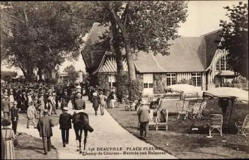 Ak Deauville La Plage Fleurie Calvados, Champ de Courses, Rentree aux Balances