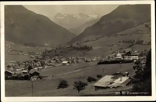 Ak Zweisimmen Kanton Bern, Totalansicht der Ortschaft