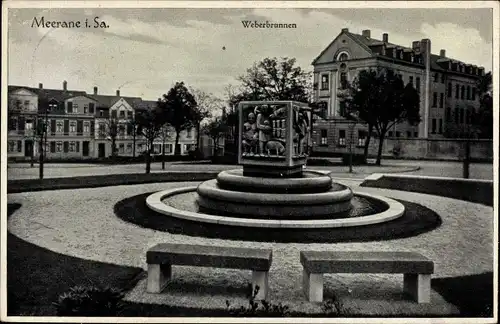 Ak Meerane in Sachsen, Weberbrunnen