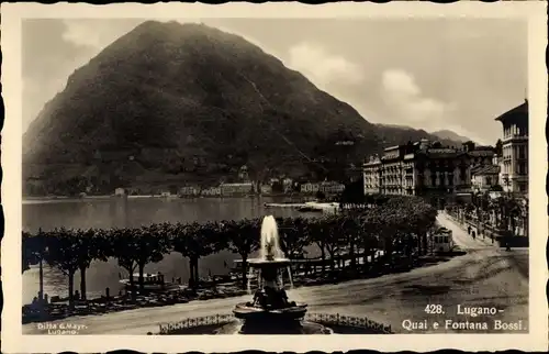 Ak Lugano Kanton Tessin Schweiz, Quai e Fontana Bossi