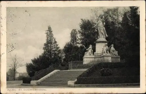 Ak Bâle Basel Stadt Schweiz, St. Jakobsdenkmal