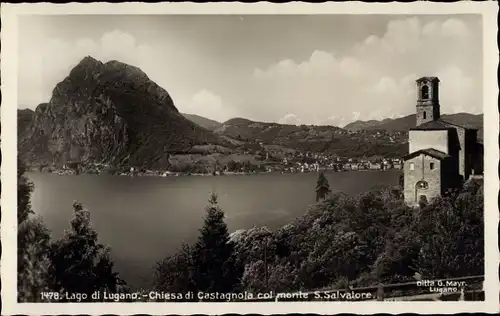 Ak Castagnola Cassarate Lugano Kt Tessin, Col Monte San Salvatore, Blick auf den Ort