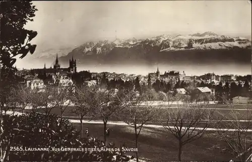 Ak Lausanne Kanton Waadt, Vue générale et les Alpes de Savoie