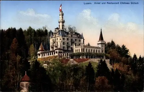 Ak Luzern Stadt Schweiz, Hotel und Restaurant Chateau Gütsch